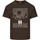 Take Me to the Mountains Trekking Hiking Mens Cotton T-Shirt Tee Top Dark Chocolate