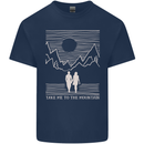 Take Me to the Mountains Trekking Hiking Mens Cotton T-Shirt Tee Top Navy Blue