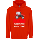 Talking About Tractors Funny Farmer Farm Mens 80% Cotton Hoodie Bright Red