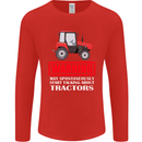 Talking About Tractors Funny Farmer Farm Mens Long Sleeve T-Shirt Red