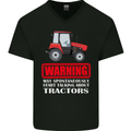Talking About Tractors Funny Farmer Farm Mens V-Neck Cotton T-Shirt Black