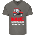 Talking About Tractors Funny Farmer Farm Mens V-Neck Cotton T-Shirt Charcoal