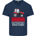 Talking About Tractors Funny Farmer Farm Mens V-Neck Cotton T-Shirt Navy Blue