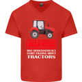 Talking About Tractors Funny Farmer Farm Mens V-Neck Cotton T-Shirt Red