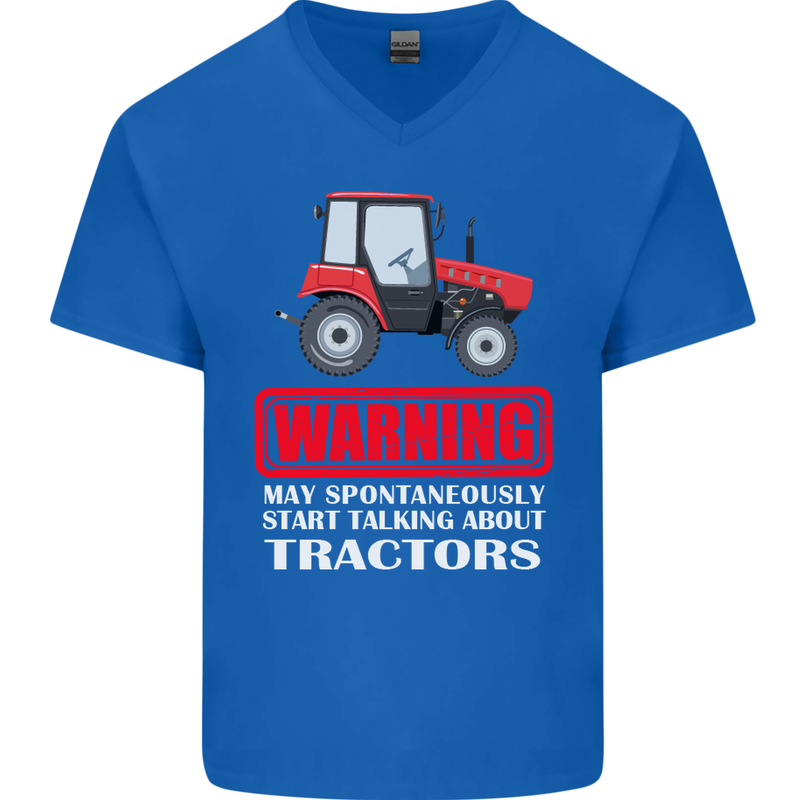 Talking About Tractors Funny Farmer Farm Mens V-Neck Cotton T-Shirt Royal Blue