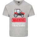 Talking About Tractors Funny Farmer Farm Mens V-Neck Cotton T-Shirt Sports Grey