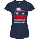 Talking About Tractors Funny Farmer Farm Womens Petite Cut T-Shirt Navy Blue