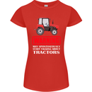 Talking About Tractors Funny Farmer Farm Womens Petite Cut T-Shirt Red
