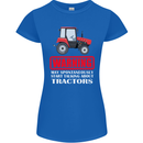 Talking About Tractors Funny Farmer Farm Womens Petite Cut T-Shirt Royal Blue