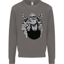 Tattoo Santa Funny Christmas Biker Motorbike Mens Sweatshirt Jumper Charcoal