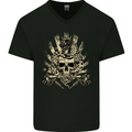 Tattoo Skull Snake Tattooist Biker Gothic Mens V-Neck Cotton T-Shirt Black