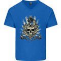 Tattoo Skull Snake Tattooist Biker Gothic Mens V-Neck Cotton T-Shirt Royal Blue