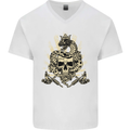 Tattoo Skull Snake Tattooist Biker Gothic Mens V-Neck Cotton T-Shirt White