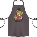 TeaRex Funny T-Rex Dinosaur Tea Drinker Cotton Apron 100% Organic Dark Grey