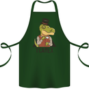 TeaRex Funny T-Rex Dinosaur Tea Drinker Cotton Apron 100% Organic Forest Green