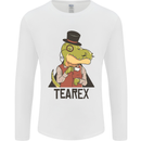 TeaRex Funny T-Rex Dinosaur Tea Drinker Mens Long Sleeve T-Shirt White