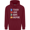 Teach Love Hope Inspire Teaching Teacher Mens 80% Cotton Hoodie Maroon