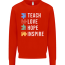 Teach Love Hope Inspire Teaching Teacher Mens Sweatshirt Jumper Bright Red