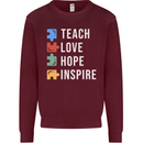Teach Love Hope Inspire Teaching Teacher Mens Sweatshirt Jumper Maroon