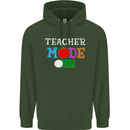 Teacher Mode Off Funny Teaching Holiday Mens 80% Cotton Hoodie Forest Green