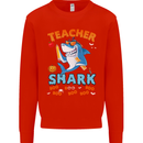 Teacher Shark Funny Teaching Teacher Mens Sweatshirt Jumper Bright Red