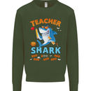 Teacher Shark Funny Teaching Teacher Mens Sweatshirt Jumper Forest Green
