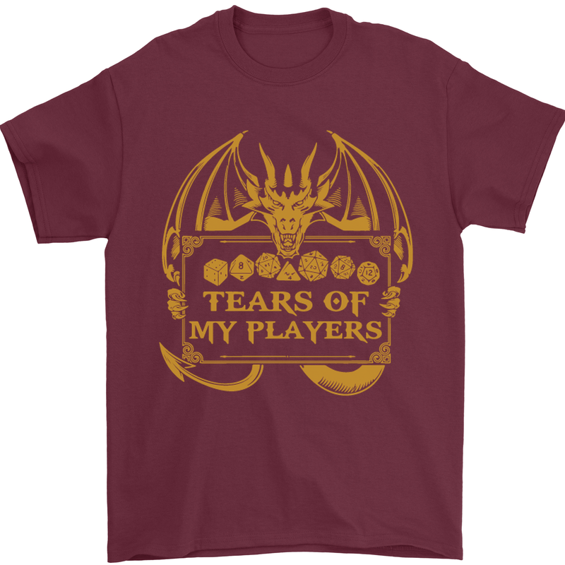 Tears of My Players RPG Role Playing Games Mens T-Shirt Cotton Gildan Maroon