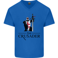 The Cusader Knights Templar St Georges Day Mens V-Neck Cotton T-Shirt Royal Blue