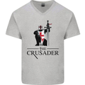 The Cusader Knights Templar St Georges Day Mens V-Neck Cotton T-Shirt Sports Grey
