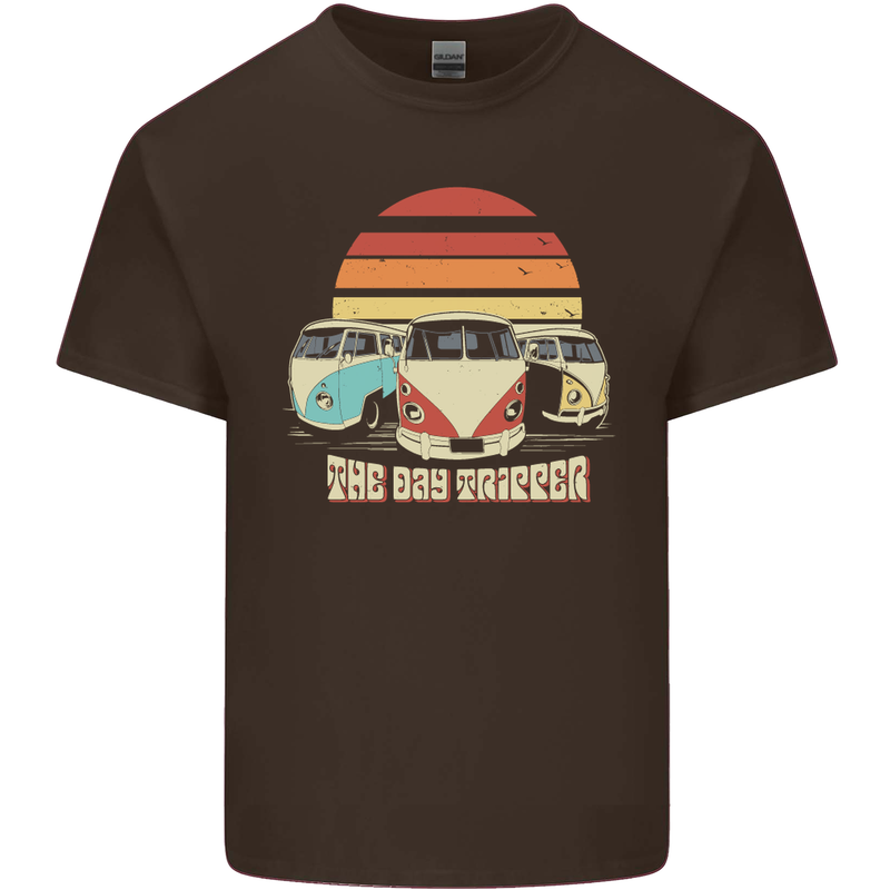 The Day Tripper Campervan Caravanning Mens Cotton T-Shirt Tee Top Dark Chocolate