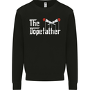 The Dopefather Funny Weed Drugs Cannabis Mens Sweatshirt Jumper Black