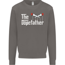 The Dopefather Funny Weed Drugs Cannabis Mens Sweatshirt Jumper Charcoal