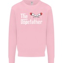 The Dopefather Funny Weed Drugs Cannabis Mens Sweatshirt Jumper Light Pink