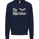 The Dopefather Funny Weed Drugs Cannabis Mens Sweatshirt Jumper Navy Blue