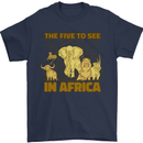 The Five to See in Africa Safari Animals Mens T-Shirt Cotton Gildan Navy Blue