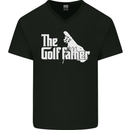 The Golfather Funny Golfer Golf Fathers Day Mens V-Neck Cotton T-Shirt Black