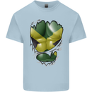 The Jamaican Flag Ripped Muscles Jamaica Kids T-Shirt Childrens Light Blue