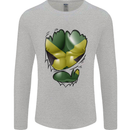 The Jamaican Flag Ripped Muscles Jamaica Mens Long Sleeve T-Shirt Sports Grey