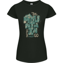The Mountain Is Calling Hiking Trekking Womens Petite Cut T-Shirt Black