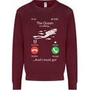 The Ocean Is Calling Scuba Diving Diver Mens Sweatshirt Jumper Maroon