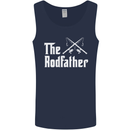 The Rodfather Funny Fishing Fisherman Mens Vest Tank Top Navy Blue