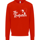 The Rodfather Funny Fishing Rod Father Mens Sweatshirt Jumper Bright Red
