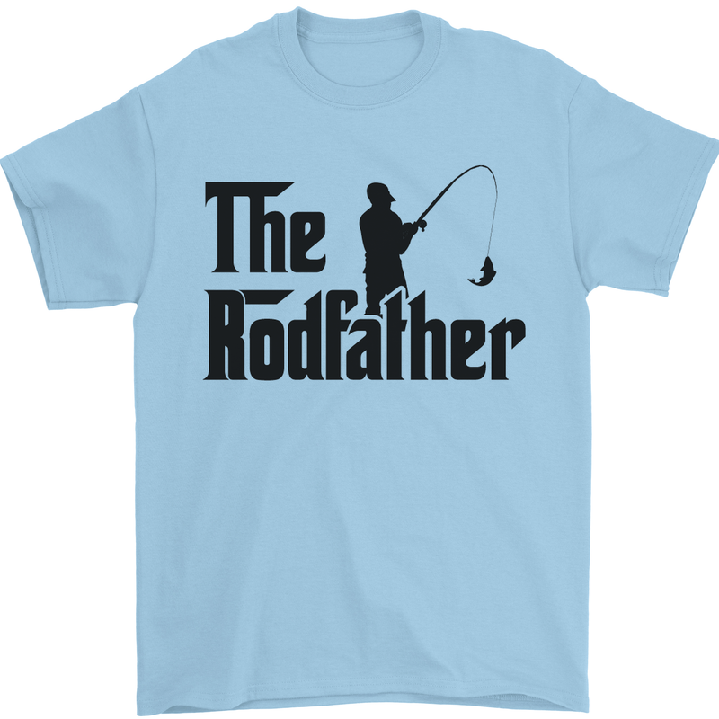 The Rodfather Funny Fishing Rod Father Mens T-Shirt Cotton Gildan Light Blue