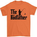 The Rodfather Funny Fishing Rod Father Mens T-Shirt Cotton Gildan Orange