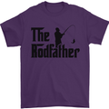 The Rodfather Funny Fishing Rod Father Mens T-Shirt Cotton Gildan Purple