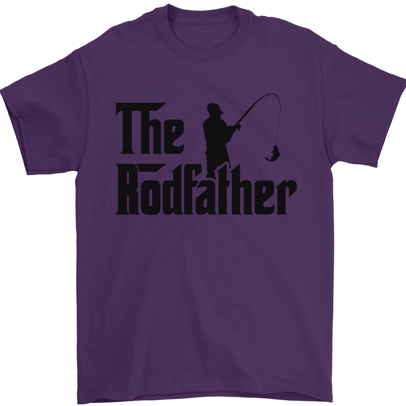 The Rodfather Funny Fishing Rod Father Mens T-Shirt Cotton Gildan Purple