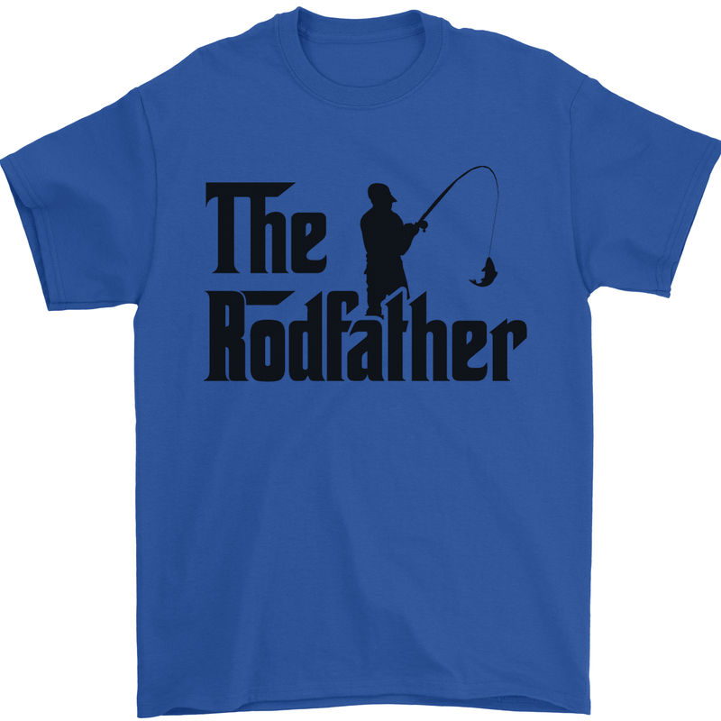 The Rodfather Funny Fishing Rod Father Mens T-Shirt Cotton Gildan Royal Blue