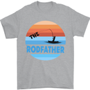 The Rodfather Funny Fishing Rod Father Mens T-Shirt Cotton Gildan Sports Grey