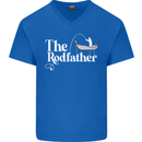 The Rodfather Funny Fishing Rod Father Mens V-Neck Cotton T-Shirt Royal Blue
