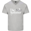 The Rodfather Funny Fishing Rod Father Mens V-Neck Cotton T-Shirt Sports Grey